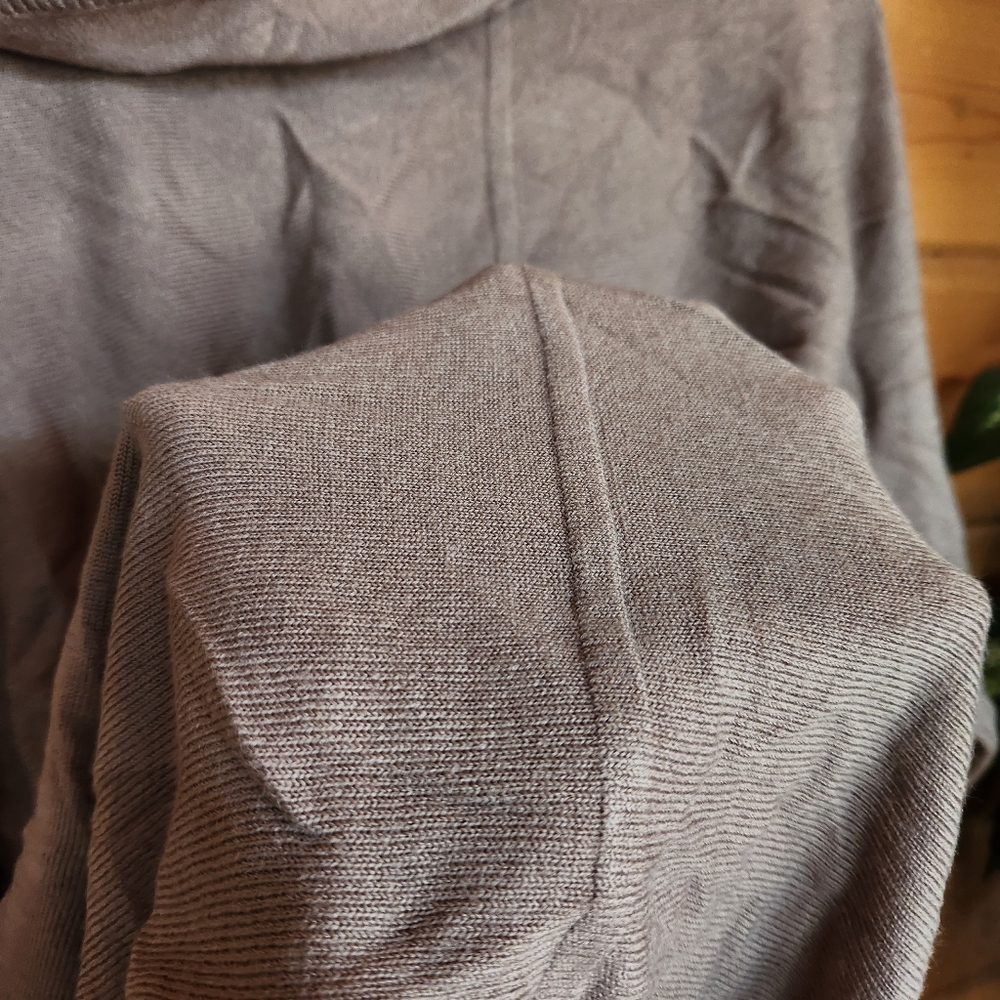 NY Collection 💜 NWT Draped Cowl Neck Sweater Pullover‎ Top Mocha Brown Ribbed L - Picture 12 of 12